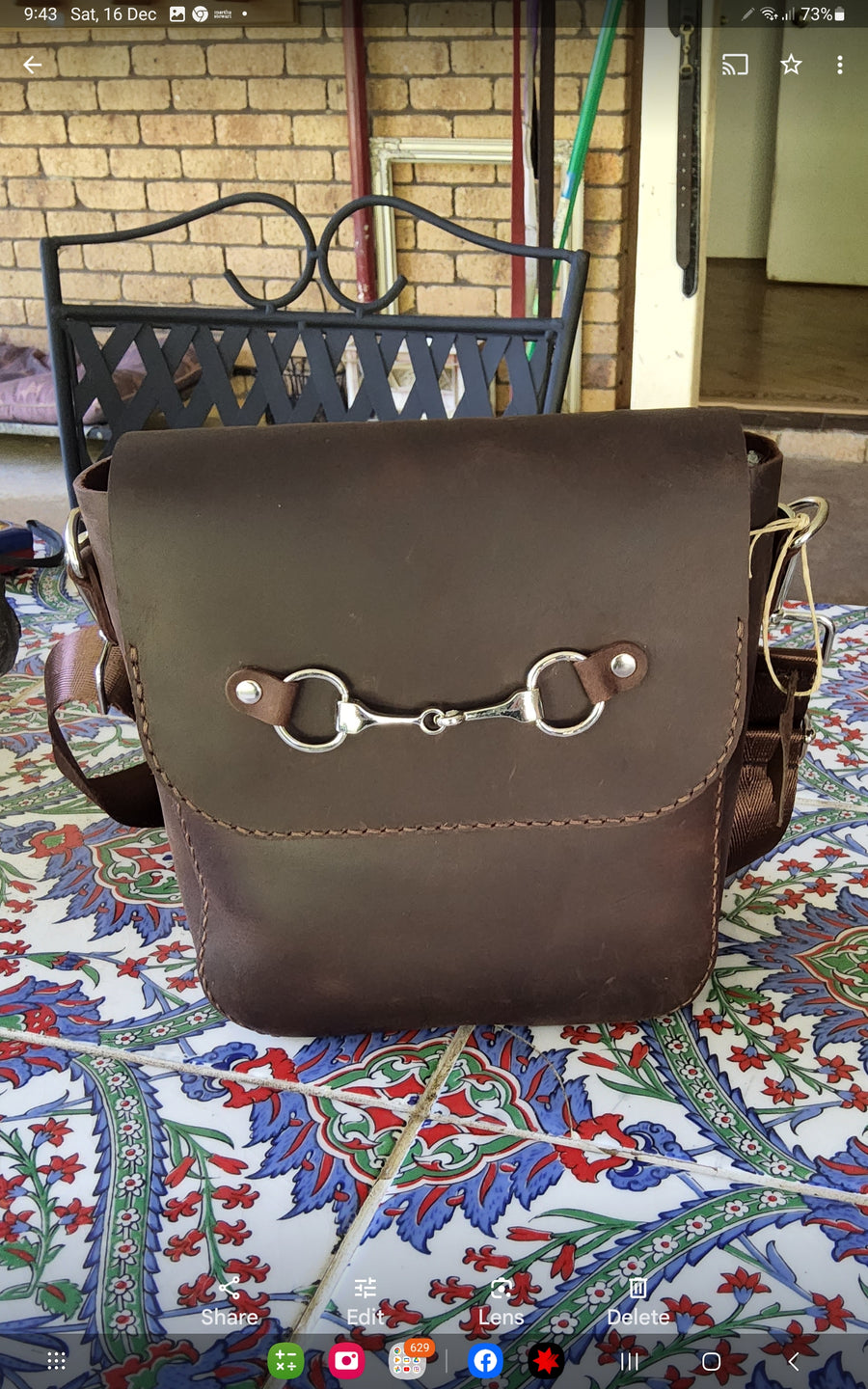 Leather Handbag Small Silver Bit
