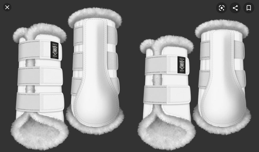 Mattes Professional Leather Brushing Boots White Set of 4