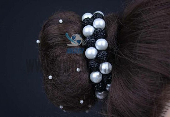 Invisible Hairnet with Pearls in Black,Brown or Blonde
