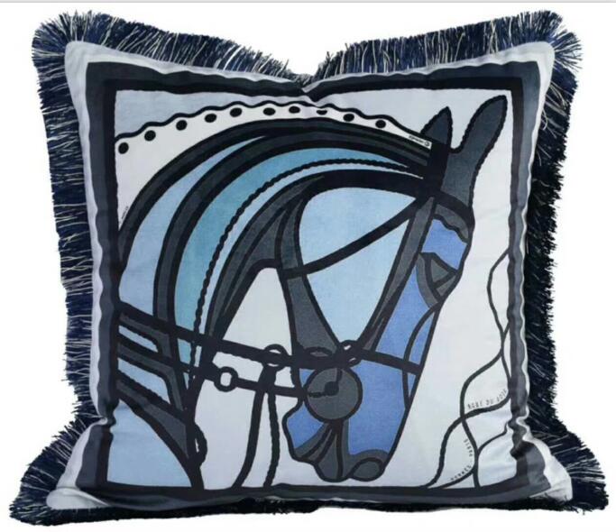 Luxury High End Equestrian Cushion ( Blue Horsehead)