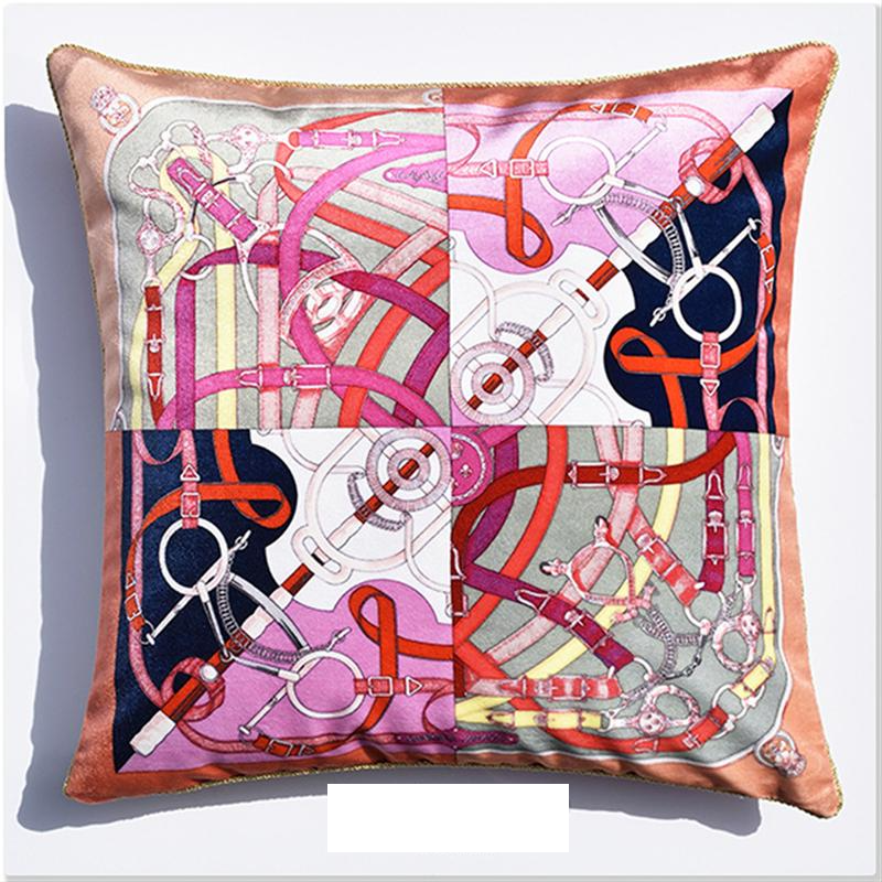 Pink/Navy Bits and Leathers Cushion