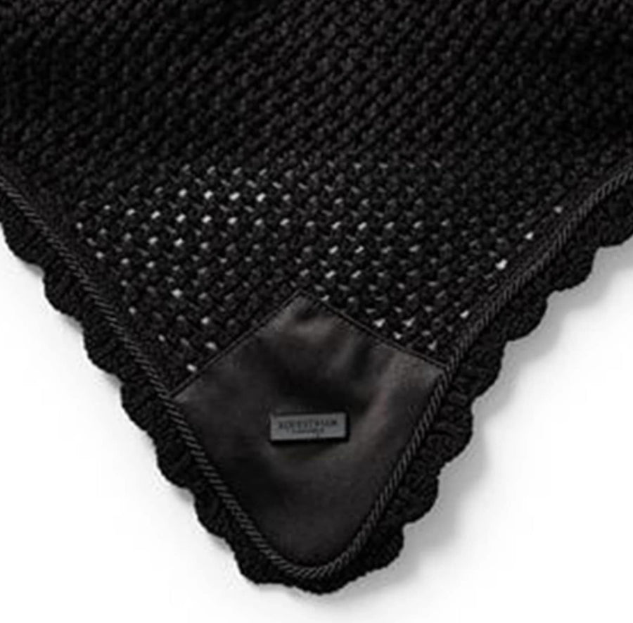 Equestrian Stockholm Plain Black Padded Ear Bonnet