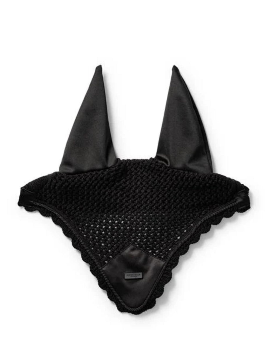 Equestrian Stockholm Plain Black Ear Bonnet