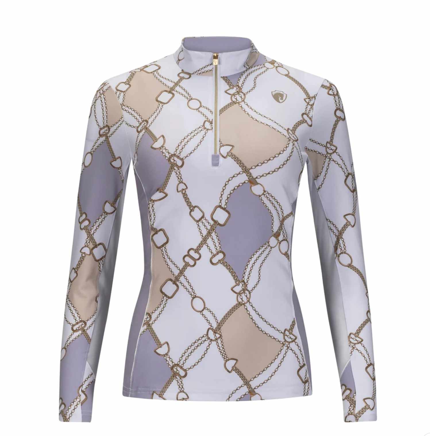 Chemise Soleil Manches Longues Femme Arista Equestrian 1/4 Zip - Blanc/Bleu - Excellent état