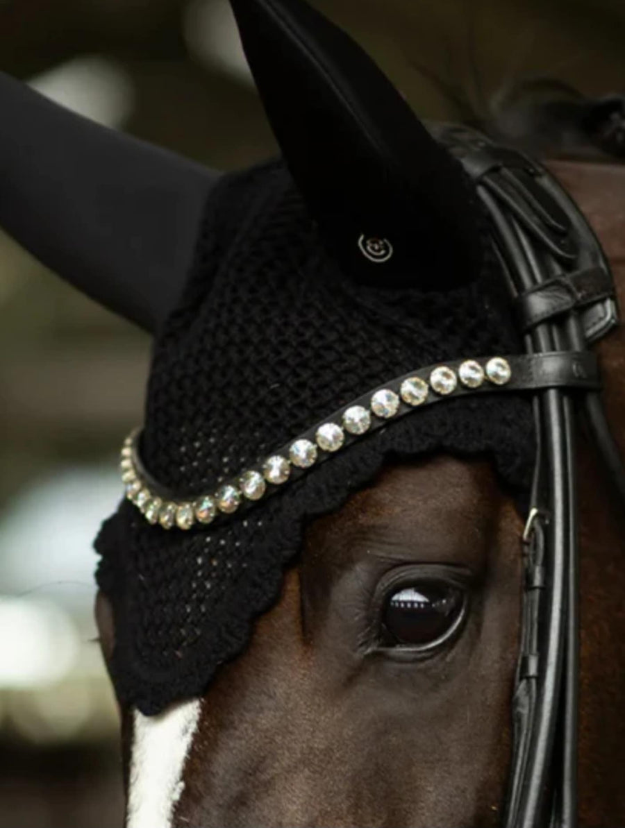 Equestrian Stockhom Clean Padded Black Ear Bonnet