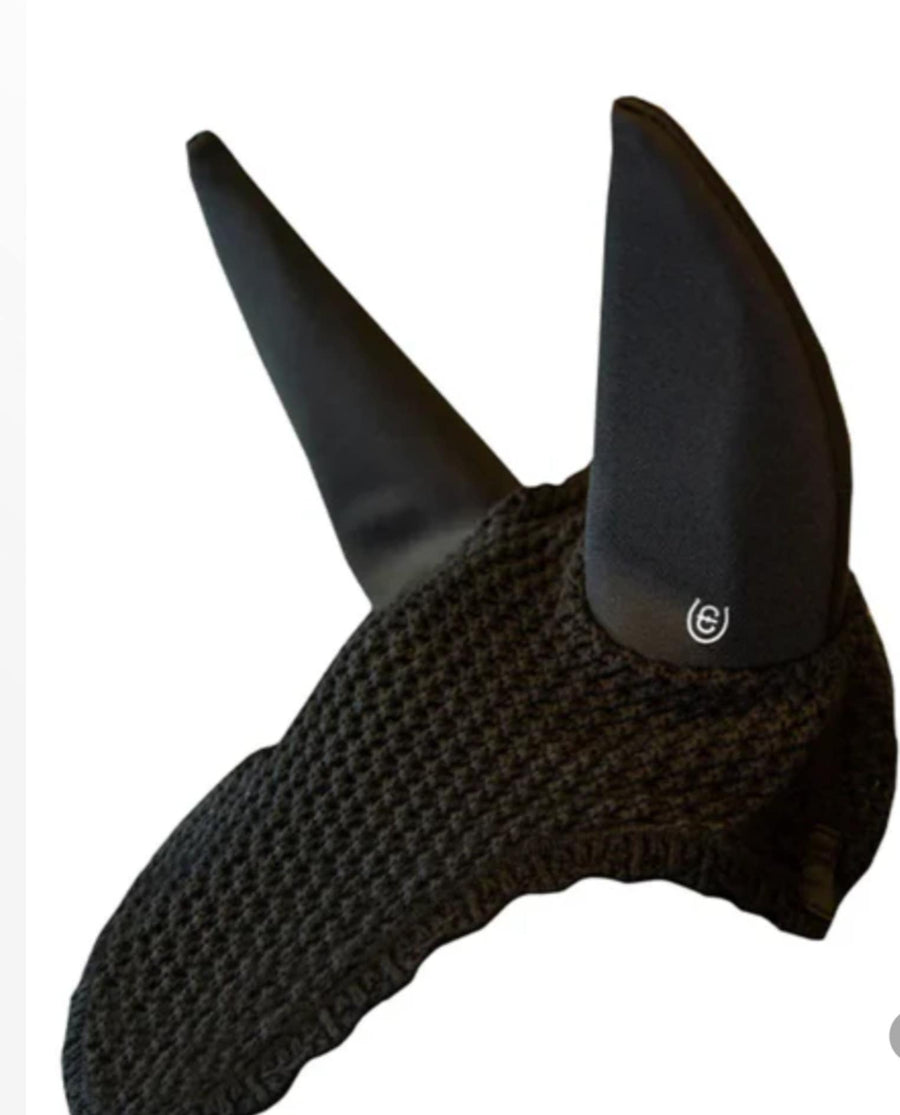 Equestrian Stockhom Clean Padded Black Ear Bonnet