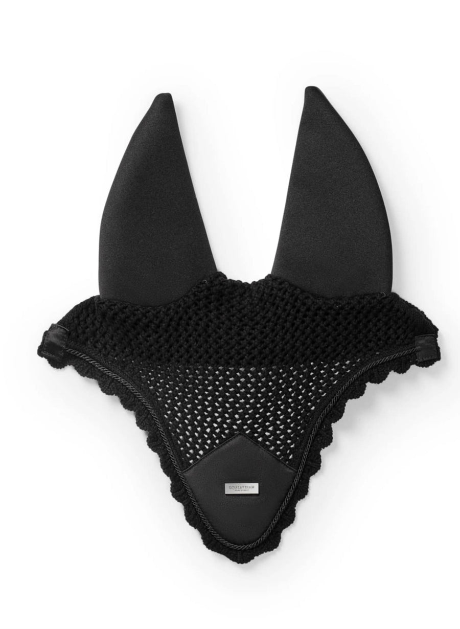 Equestrian Stockholm Plain Black Padded Ear Bonnet