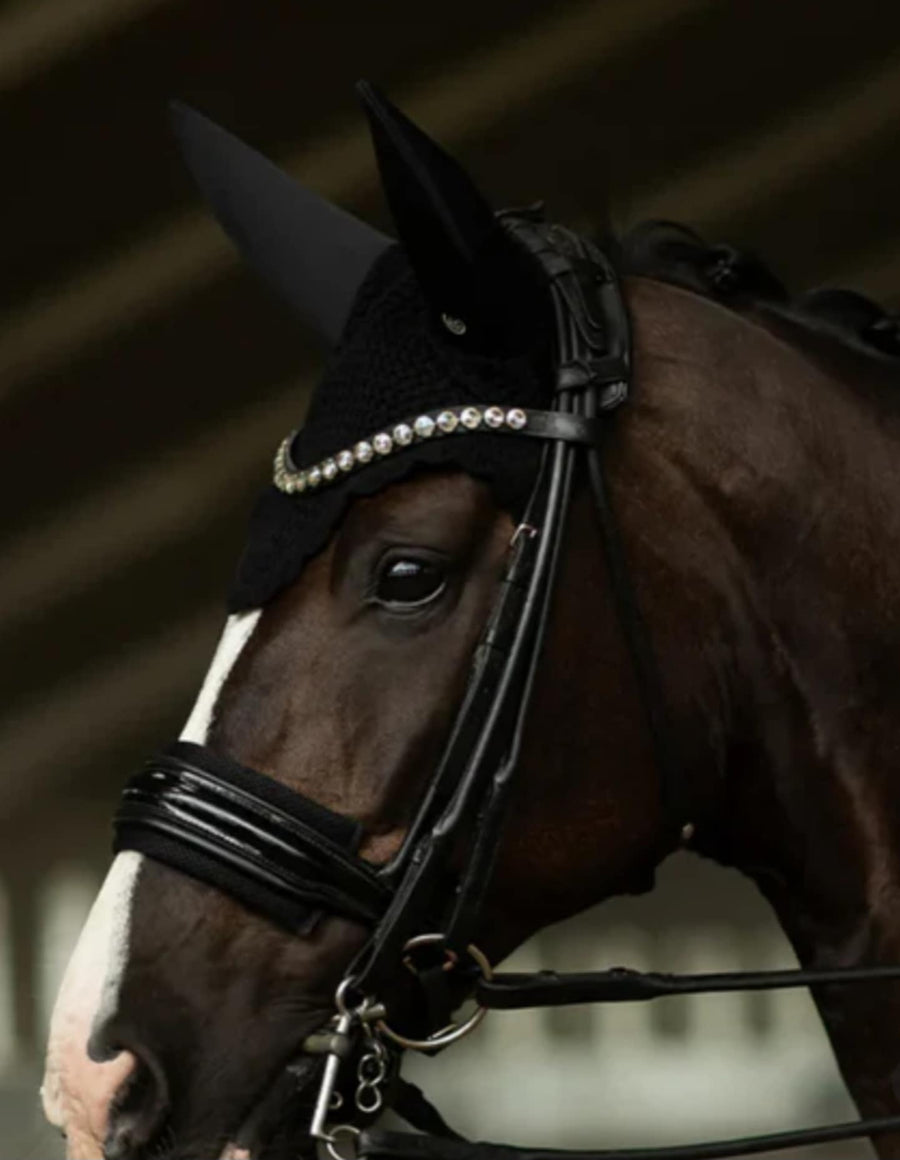 Equestrian Stockhom Clean Padded Black Ear Bonnet