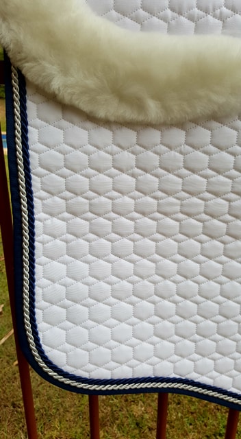 Mattes Large Quilt Saddlepad with NAVY Binding and Pipings