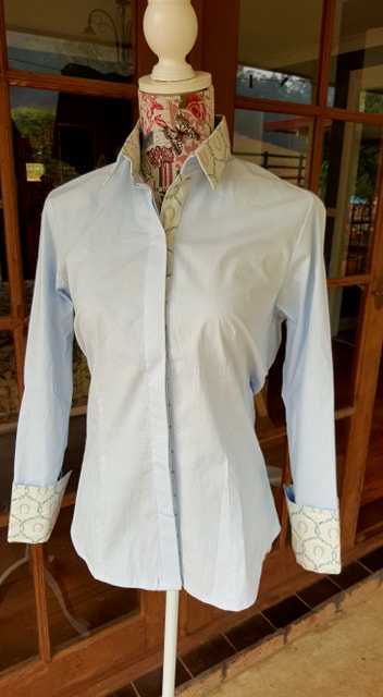 LIMITED EDITION Casual DRESS Shirt with Pale Blue Horse shoe Trim