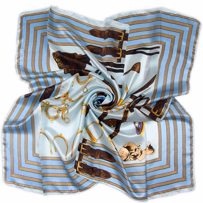 100% silk scarf with elegant horse print in two colours