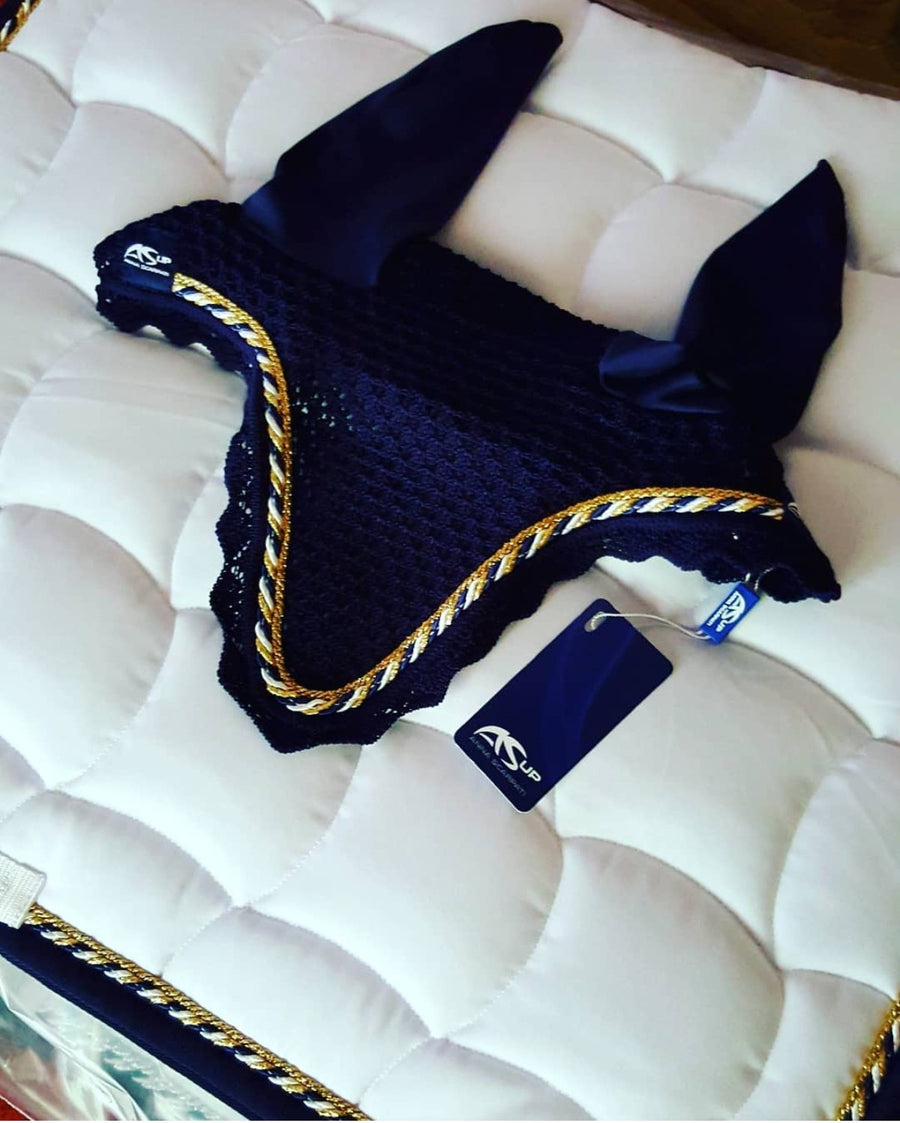 Anna Scarpati Navy Competition Set with Gold/Navy pipings
