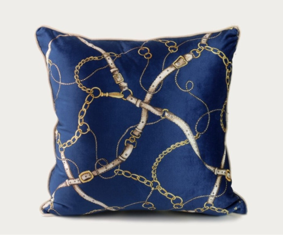 Luxury New Navy Chains and Leathers Cushion