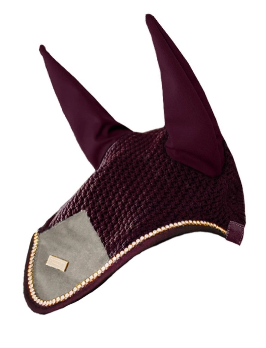 Equestrian Stockholm Merlot/Gold Ear Bonnet